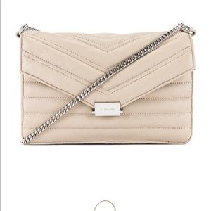 AllSaints Justine Leather Quilted Crossbody Bag in Sandstone Tan